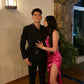 Simple Satin Sheath Long Prom Dress,Evening Dress With Slit    fg5726