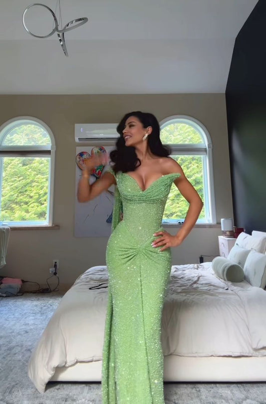 Green Elegant Long Party Dress Prom Dress New Arrive Mermaid Evening Dress   fg8020