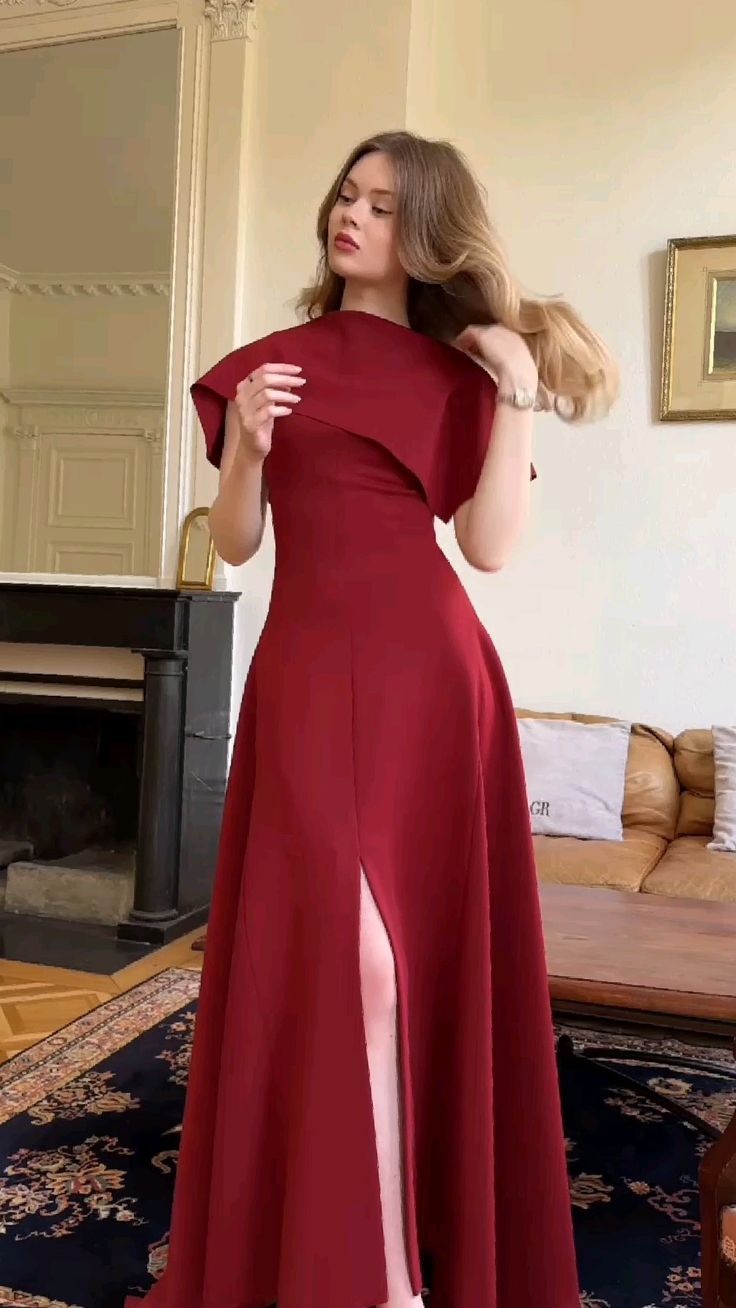 Modest Burgundy Vintage Long Prom Dress Evening Party Dresses fg7694 –  formalgowns