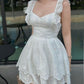Robe de soirée courte en dentelle blanche, tenue d'anniversaire, robe de cocktail, robe de soirée courte fg8008