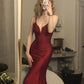 Robe de bal sirène longue et moulante, col en V, simple, fg7648