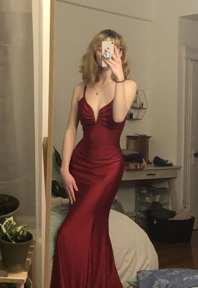 Robe de bal sirène longue et moulante, col en V, simple, fg7648