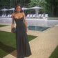 Robe de soirée longue noire à bretelles spaghetti fg7725