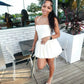 Robe d'anniversaire blanche, robe de soirée courte, fg7733