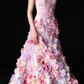 Pink Off-the-Shoulder 3D Floral Tulle Ball Gown fg9049