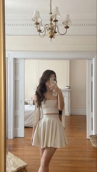 A Line Homecoming Dress Two Piece Short Evening Dress Cocktail Dresses Short Party Dress   fg7904