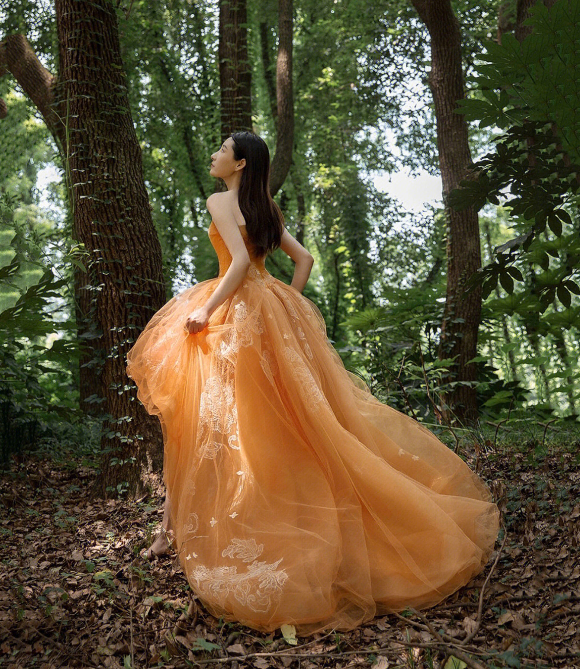 orange high low prom dress Burnt Orange Lace Ruffles Tulle High Low Strapless Fashion Prom Dresses, CP1105 US12 / Pic Black