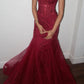 Burgundy mermaid style corset prom dress  fg7643