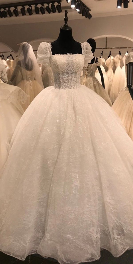 Luxury Wedding Dresses, Popular Lace A-line Bridal Gowns   fg7642