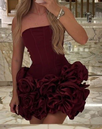 Burgundy Short Evening Dress Cocktail Dresses Short Party Dress    fg7827