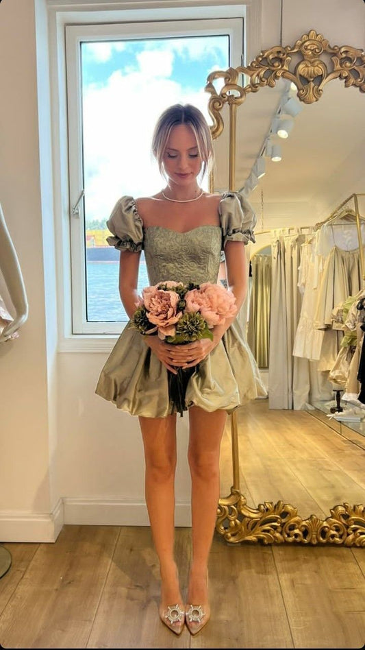 A Line Sage Short Prom Dress Birthday Party Dress Homecoming Dress   fg8134