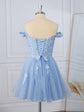 A-line One-Shoulder Appliques Lace Short/Mini Tulle Dress main image 0