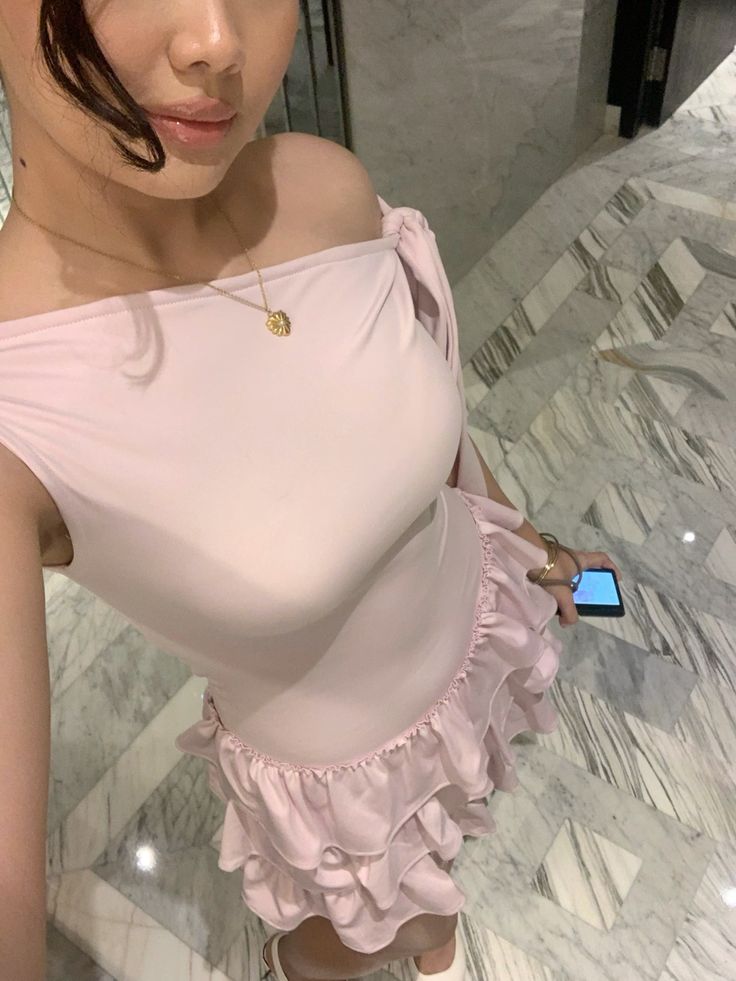 Pink Ruffles Birthday Outfit Short Evening Dress Short Party Dress Cocktail Dresses   fg8052