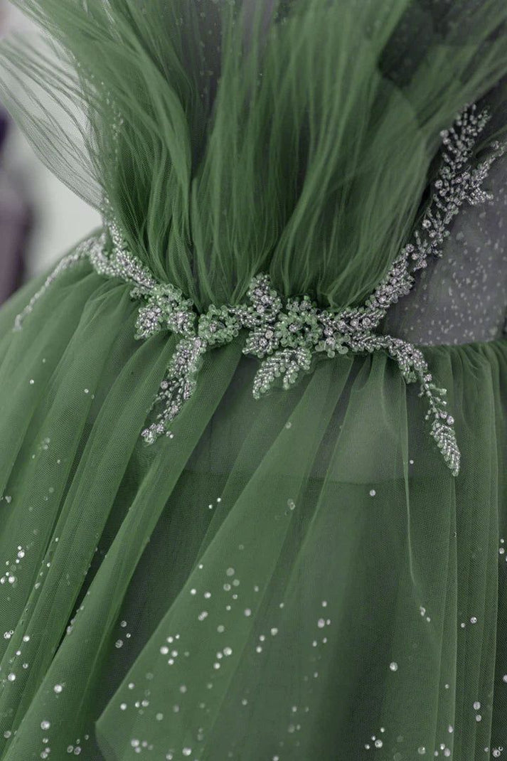 Glam Layers Tulle Straps Beaded Long Party Dress, Long Formal Dress main image 1