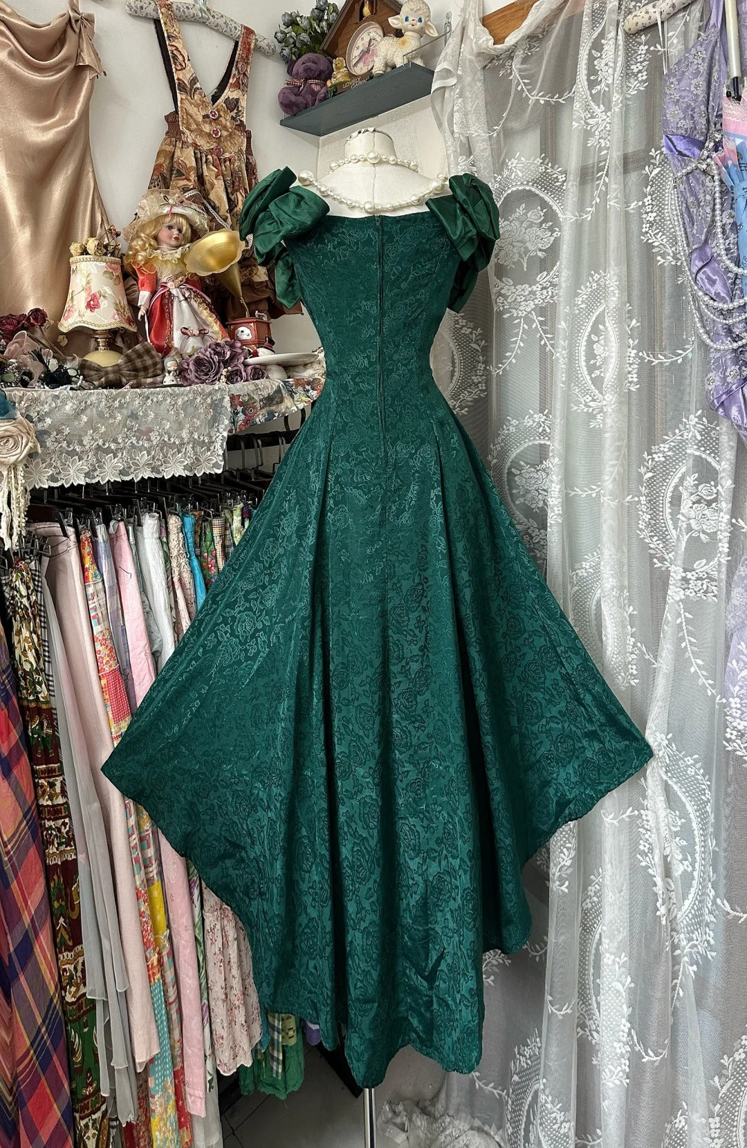 A Line Dark Green Vintage Evening Dress Elegant Sleeveless Prom Dress    fg8175