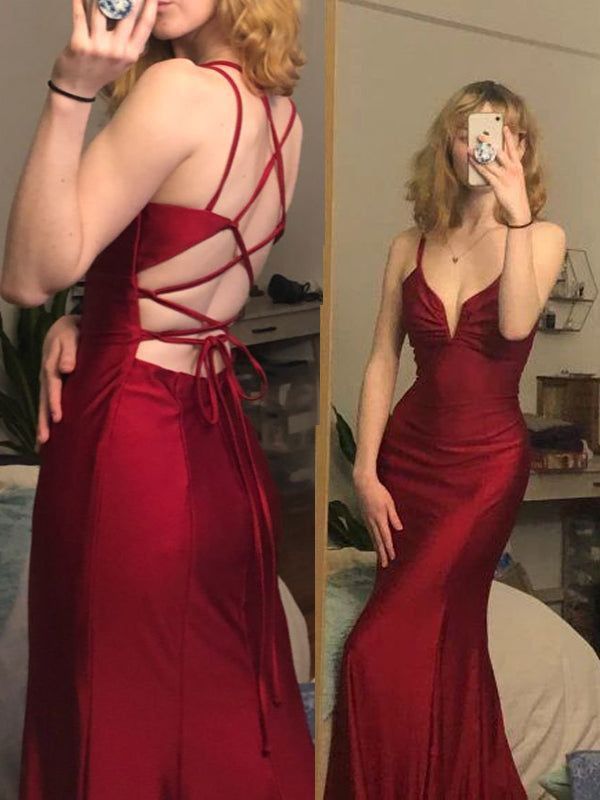 Robe de bal sirène longue et moulante, col en V, simple, fg7648