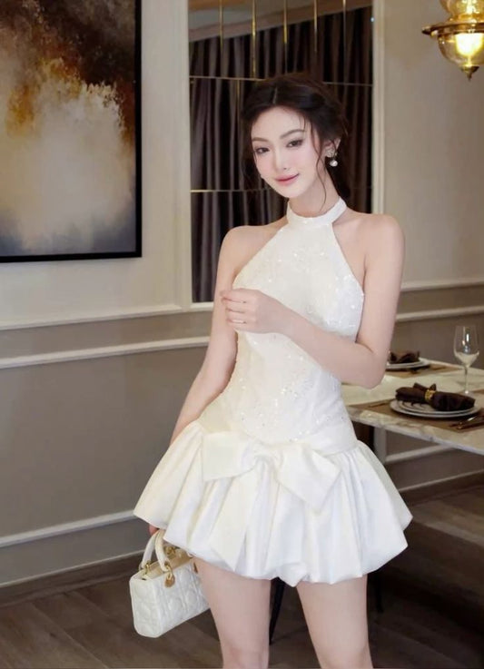 Robe de soirée courte noire irrégulière, tenue d'anniversaire, robe de cocktail, fg8064