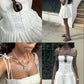 White Birthday Dress Homecoming Dress Short Party Dress    fg7735