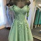 Robe de bal en dentelle vert sauge à épaules dénudées, robe de soirée courte en dentelle vert sauge, robe de soirée formelle vert sauge fg5956