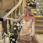 Elegant Spaghetti Strap Satin Lace Wedding Dress Bridal Gown   fg7551