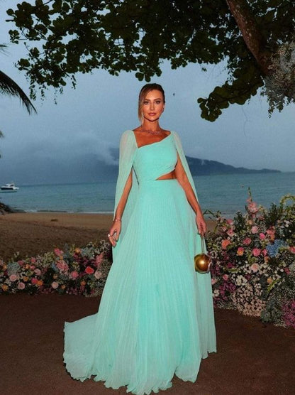 Party Dresses Elegant Mint Green Chiffon Prom Dress A-Line Long Cape Sleeves Floor Length Formal Evening Gowns fg6254 Party Dresses Elegant Mint Green Chiffon Prom Dress A-Line Long Cape Sleeves Floor Length Formal Evening Gowns fg6254