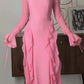 Robe longue décontractée en mousseline à volants pour femme, tenue de soirée fg7442