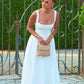 Simple White Satin A-Line Evening Dress Ankle Length Prom Dresses       fg7413