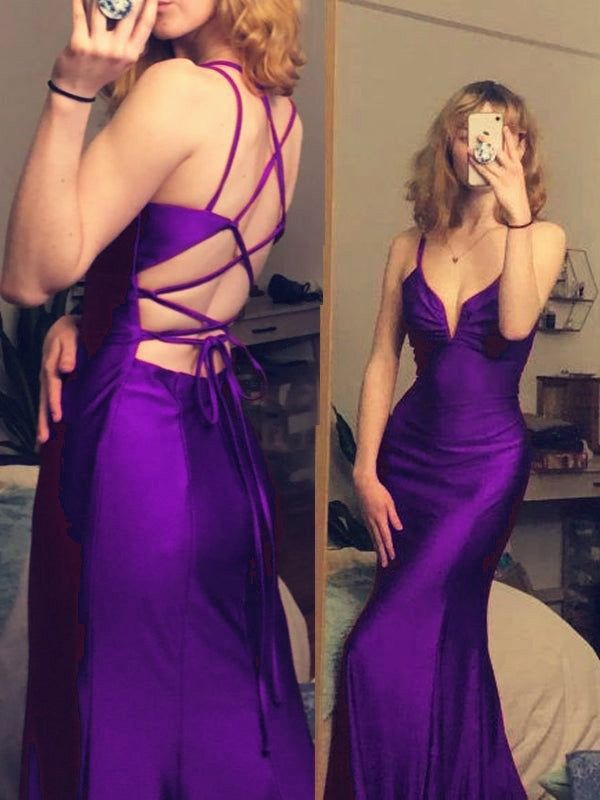 Robe de bal sirène longue et moulante, col en V, simple, fg7648