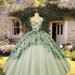 A Line Green Tulle Quinceanera Dress Lace Appliques Ball Gown      fg6507