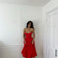 Robe de soirée rouge trapèze, robe de bal formelle, fg6770