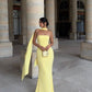 Strapless Floor Length Mermaid Evening Dress Yellow Formal Evening Dress      fg6566