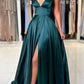Simple V-Neck Satin Long Prom Dress, Beautiful A-Line Backless Evening Party Dress       fg6191