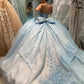 A Line Light Blue Off The Shoulder Quinceanera Dress Ball Gown      fg6546