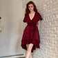 A Line V Neck High Low Party Dress Short Prom Gown       fg6774