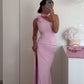 Elegant Mermaid Long Evening Dresses, Cheap Pink Prom Dresses     fg6549