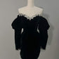 Puff sleeve mini dress, elegant black long sleeve short evening dress     fg6107