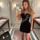 Black Sexy Velvet Short Prom Party Dresses Beaded Women Mini Evening Gowns Night Club Cocktail Dress       fg6272