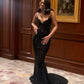 Black Strapless Mermaid Long Prom Dress Evening Gown        fg6763