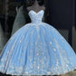 Princess Sweetheart Ball Gown Blue Quinceanera Dresses     fg6640