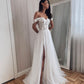 Charming A Line Off the Shoulder Tulle Wedding Dresses with Appliques       fg6433