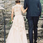 Elegant V-neck Sleeveless Cap Sleeves Floor-Length Wedding Dress     fg6501