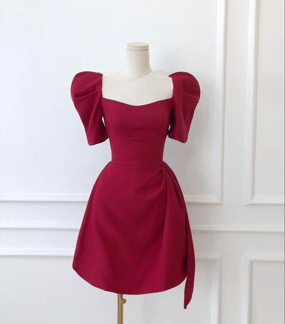 Cute short prom dress,burgundy hoco dress fg6252 – formalgowns