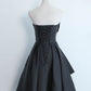 Simple Sweetheart Satin Short Black Prom Dress, Black Homecoming Dresses          fg6631