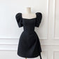 Cute black short prom dress,black hoco dress with short sleeves       fg6250