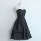 Simple Sweetheart Satin Short Black Prom Dress, Black Homecoming Dresses          fg6631