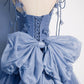 Tulle Long A-Line Prom Dress Spaghetti Straps Party Dress with Bow        fg6481