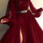 Schickes Off-the-Shoulder Lange Ärmel Elegantes Abendkleid mit Perlen fg6551