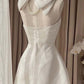Square Neck Halter Sleeveless Satin A-Line Mini Homecoming Dress With Bow     fg6106