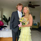 Strapless Layered Yellow Lace Top Long Prom Dresses, Long Yellow Formal Dresses, Yellow Chiffon Evening Dresses        fg6690