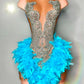 Strass-Ballkleider, Luxus-Geburtstagspartykleider, Diamanten Damenmode-Partykleider, Feder-Ballkleider fg6456